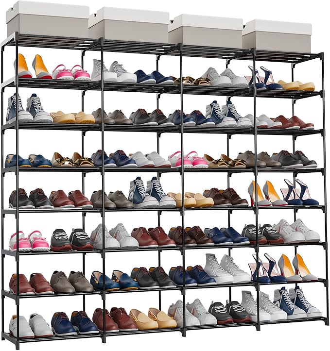 SMILHELTD Large Shoe Rack 8 Tier 64 Pairs for Entryway, Heavy Duty Storage Shelves Unit with Customizable Height for Boots, Space Saving Organizer for Hallway Garage (66.1" W x 49.2" H) - Image 3