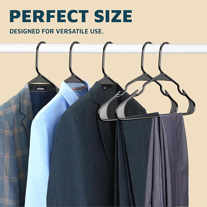 Lifemaster Plastic Clothes Hanger Set - 30 Pieces Versatile, Lightweight, Space-Saving, Non-Slip, Slim Designed, Dry and Wet Clothes Hanger Set - Black - Image 10