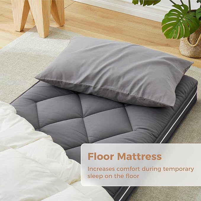 4Inch Narrow Twin Floor Mattress,3-Layer Structure Cot Mattress Topper,Gel Memory Foam,Removable Thickened Cover,Portable Roll Up Sleep Pad(75X30X4“)