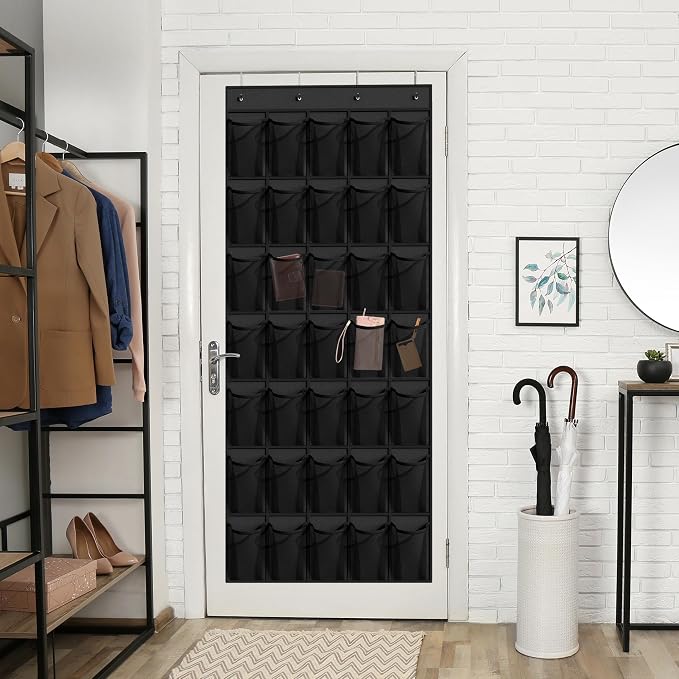 WVM Over the Door Shoe Organizer with 35 Breathable Mesh Pockets, Hanging Shoe Organizer for Door with 4 Metal Hooks, Large Capacity Closet Storage for Shoes, Accessories - Image 7