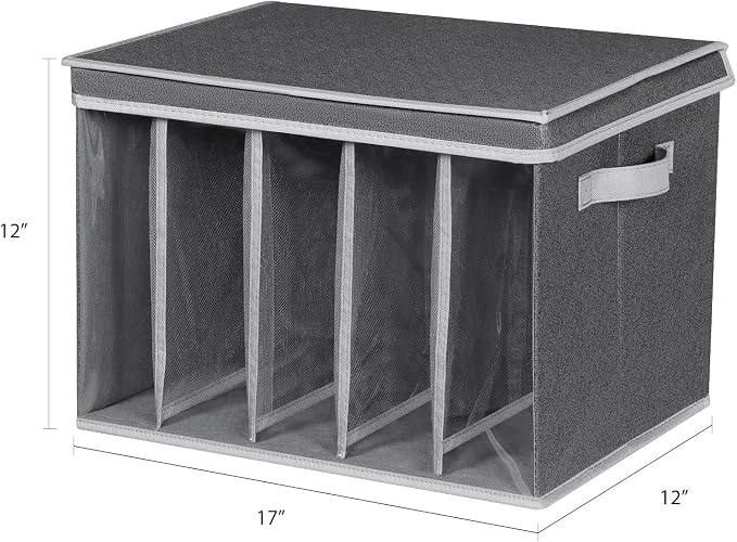 Zilink Upgraded Sweater Organizer for Shelf with Lids and Support Boards Clothes Organizer for Closet with 5 Grids Divider Sweater Storage Bins for Sweaters, Jeans, Pants, Black Pattern, 3 Pack - Image 2