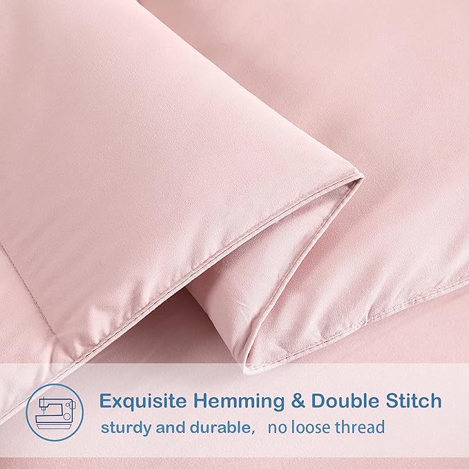EASELAND Twin XL Down Alternative Comforter - Quilted Duvet Insert for All Seasons, Soft Lightweight with Corner Tabs, Summer Winter Warm Bedding, Pink 68×92 Inches