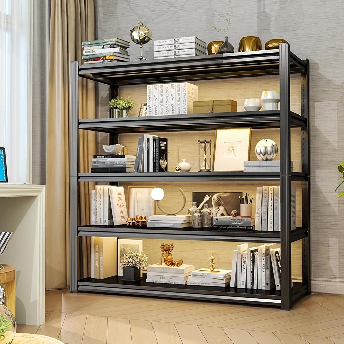 Garage Shelves,45''W Heavy-Duty Storage Shelves, Double-Layer Uprights, Thickened Shelves, Waterproof &Rustproof, Suitable for Indoor & Outdoor Use. (BLACK, 5TIER 45''W*16''D*72''H, 5-TIER) - Image 8