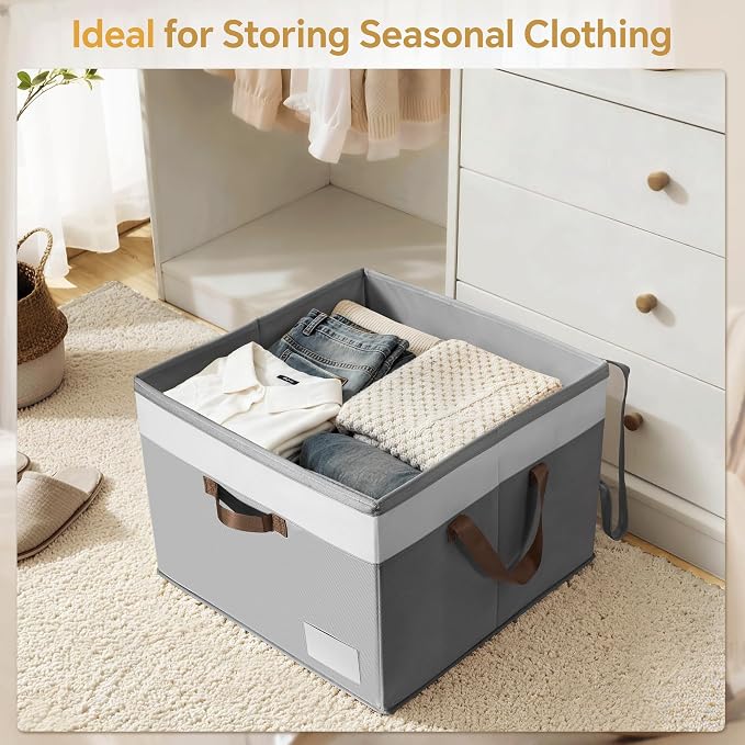 Criusia Shoe Organizer for Closet, 2 Pack Foldable Shoe Storage Organizer Box Bin with Adjustable Dividers and Clear Cover, Closet Shoe Storage for Sneakers Sandals Boots, Fit 16-32 Pairs, Gray - Image 7