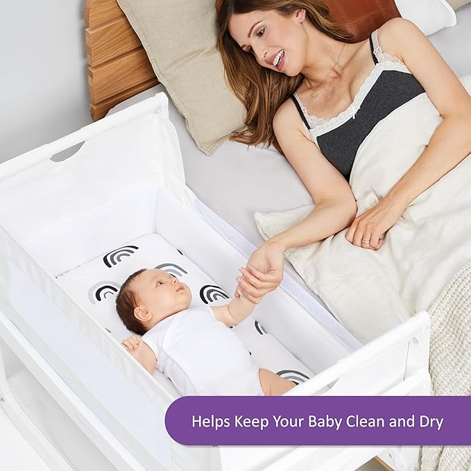 Snuz - Baby Crib Waterproof Mattress Protector for Night Time Accidents, Super Soft and Absorbent Cotton Pad, Hypoallergenic, Machine Washable (30 x 16”)