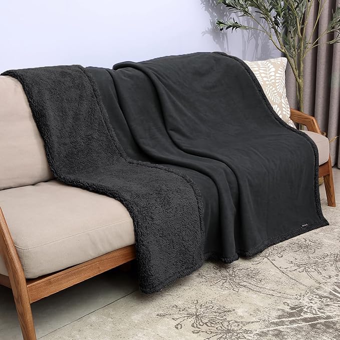 Catalonia Waterproof Blanket for Bed, Washable Leakproof Protector Cover, Reversible Throw Blanket for Couch Sofa, Stain Proof Blanket Pad, 50X60 inches, Black