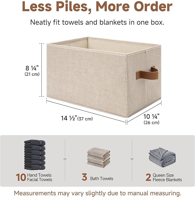 StorageWorks Shelf Baskets for Organization, Linen Closet Organizers and Storage Basket, Foldable Storage Bins, Closet Organizer Bins for Clothes, Brown & Beige, 3-Pack, Large - Image 4