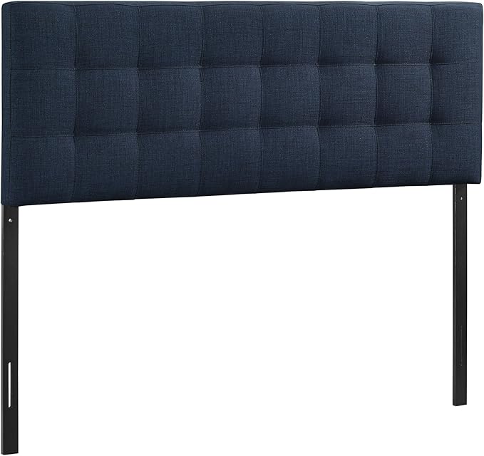 Modway Lily Tufted Linen Fabric Upholstered Queen Headboard in Navy