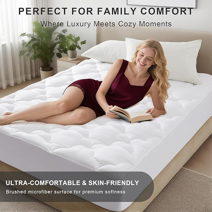 Mattress Topper King Size Pillow Top - Extra Thick Padded Mattress Pad & Protector, Breathable Fitted Deep Pocket 8-21, Ultra Soft & Supportive