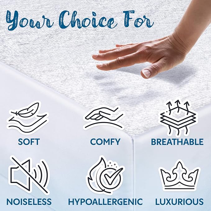 Guardmax Terry Cotton RV Size Mattress Protector - Waterproof & Dust Mite Proof Mattress Cover with Stretchable Pockets - Soft, Comfortable, & Noiseless Waterproof Fitted Sheet.(48 x 75 X 13)