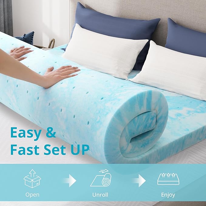 CH Charme House Mattress Topper 2 Inch Twin Size, Gel Infused Memory Foam Bed Topper for Back Pain Relief, Cooling Mattress Pad, CertiPUR-US Certified, 75×38"
