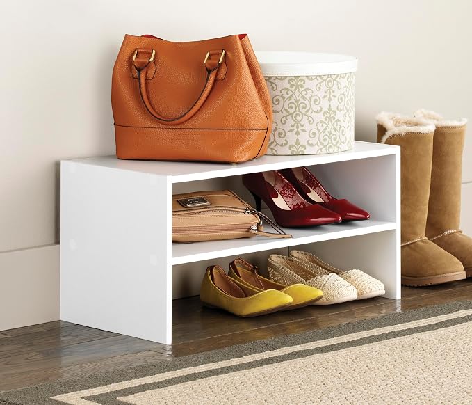 Whitmor Stackable 31" Extra Wide 2-Shelf Storage Organizer, White，2 Pack - Image 2