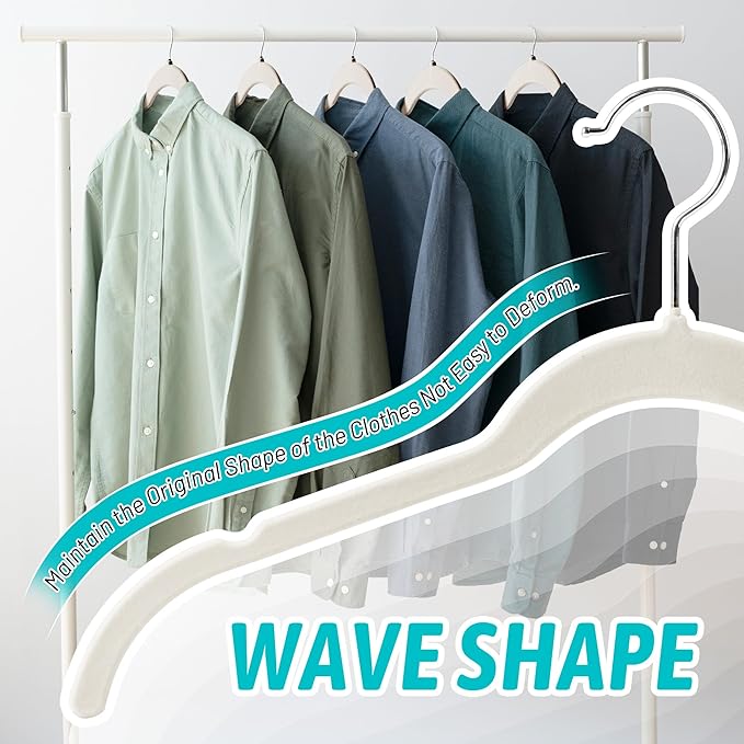 Sishynio Premium Velvet Shirt Hangers 30 Pack, Non-Slip 360° Swivel Hook Slim Flocked Coat Hanger, Space Saving Felt Hanger for for Tank Top, Blouses, Strappy Dresses - Image 5