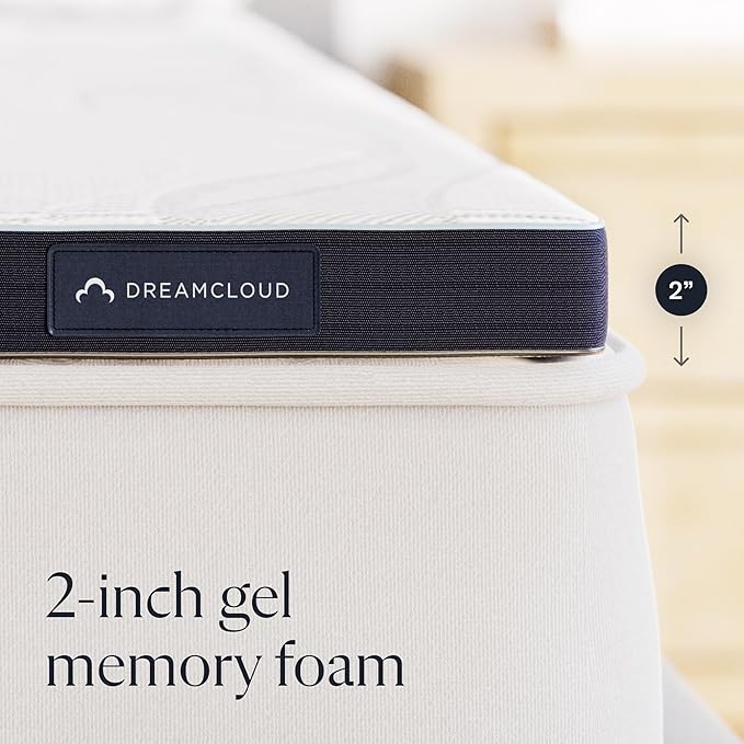 DreamCloud Firm Mattress Topper - Twin XL - 2" Gel Memory Foam Mattress Topper - Breathable & Comfortable - Back Pain Relief