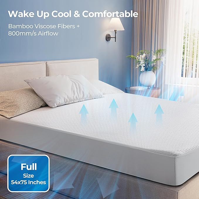 TASTELIFE Full Size Waterproof Mattress Protector - Breathable Cooling Mattress Cover & Pad, Deep Pocket Fits 8-21”, Ultra-Soft Washable Sheet Protection