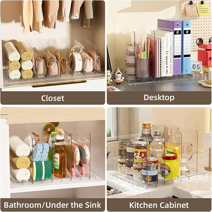 Bag & Purse Organizer for Closet Stackable Acrylic Shelf Dividers for Closet Organization, Clear Handbag Purse Storage Organizer Divider, Keep Clutch, Wallet, Pocketbook Upright, 2 Pack - Image 4