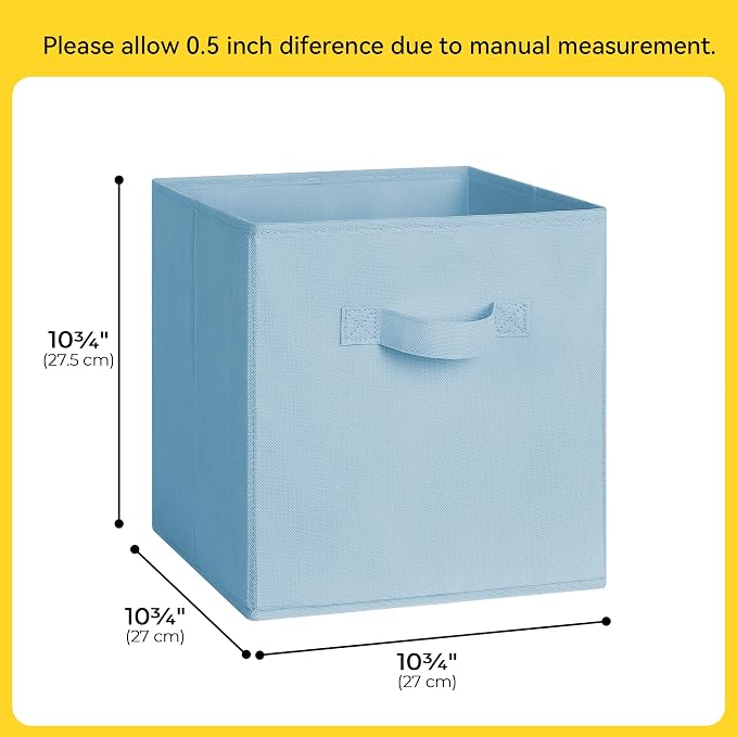 Cupic Cupid 11 Inch Storage Cube, Fabric Cube Storage Bin with Handles, Storage Cube Organizer for Clothes and Toys, Collapsible Cube Bins for Closet, Shelves, Nursery, 6-Pack, Pastel Colors - Image 3