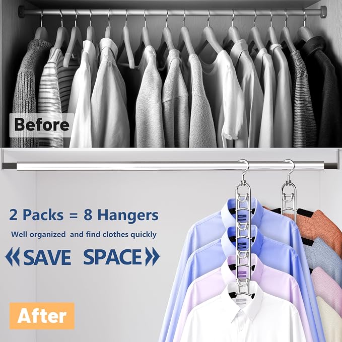 Clothes Hangers Space Saving, Newly Upgraded Detachable Shirt Hangers, 4-Tier Non-Slip Coat Hanger with 360° Swivel Hook for Closet Organizers and Storage Shirt,Sweater,Suit - 4 Pack, Patent Pending - Image 3