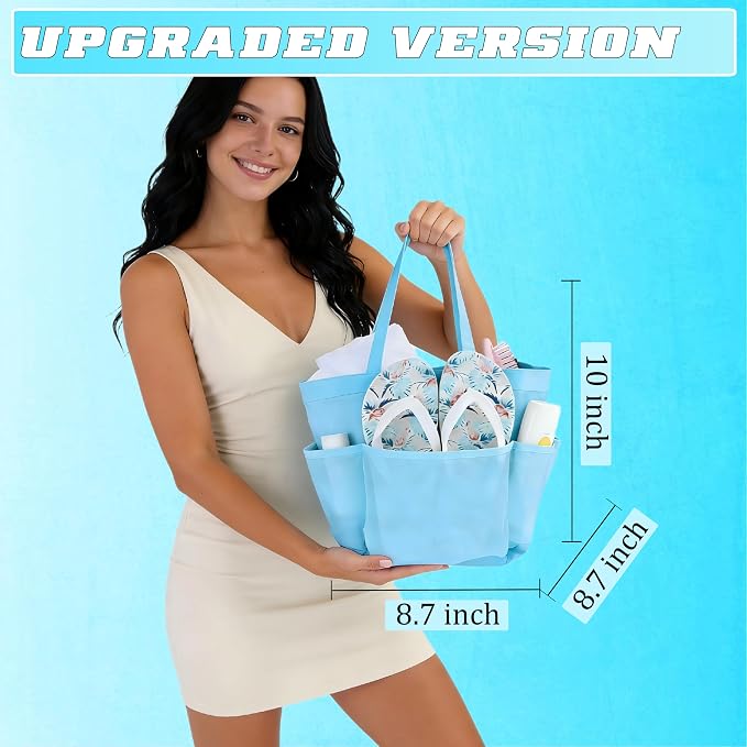 Attmu Mesh Shower Caddy Portable for College Dorm Room Camping Essentials, Shower Caddy Dorm with 9-Pockets, Large Capacity Hanging Basket Bathroom Bag for Toiletry, Swimming, Gym, Camp, Beach - Image 3