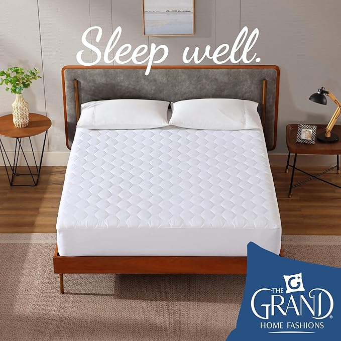 The Grand Hotel Collection Full Size Mattress Pad - Thin, Lightweight, and Breathable Mattress Pad - Ideal for Hot Sleepers & Plush Mattresses - Stretch Fits up to 15" - Easy to Wash (54 x 75)