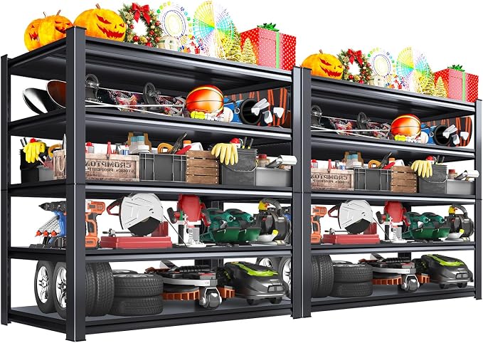 Garage Storage Shelves 5-Tier,Garage Storage System Shelves Adjustable,Storage Shelving for Basement,Pantry,Kitchen,Warehouse (2, 72" H x 59" W x 19.6" D) by LBVSKKSteelProducts