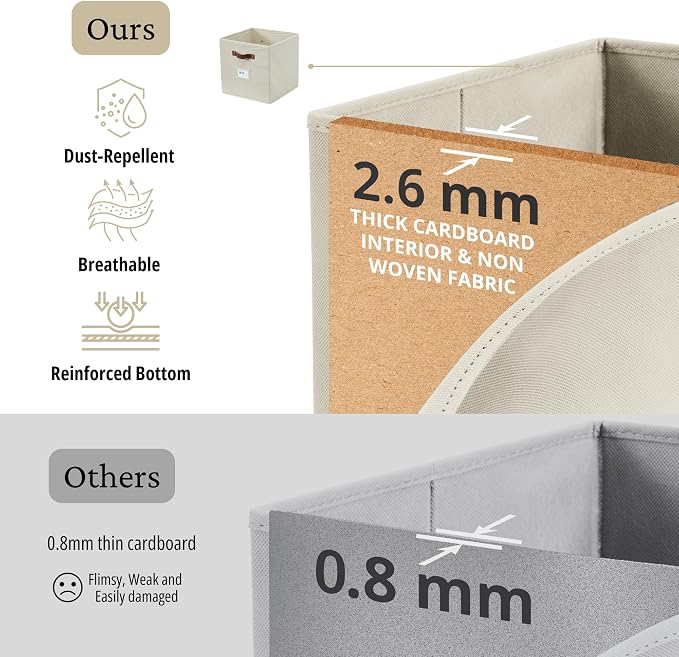 DECOMOMO Storage Baskets, 13x15x13 Storage Cube Bins with Labels for Organizing Shelves Kallax (Kallax / 4pcs, Beige) - Image 6