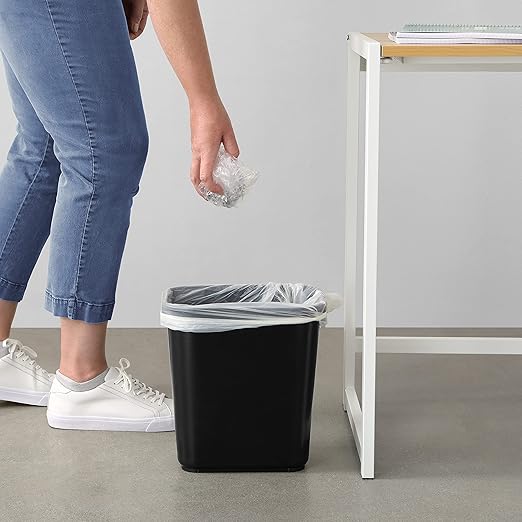Amazon Basics Small Rectangular Commercial Office Wastebasket, Easy to Clean, 3 Gallon, Black, 6-Pack - Image 6