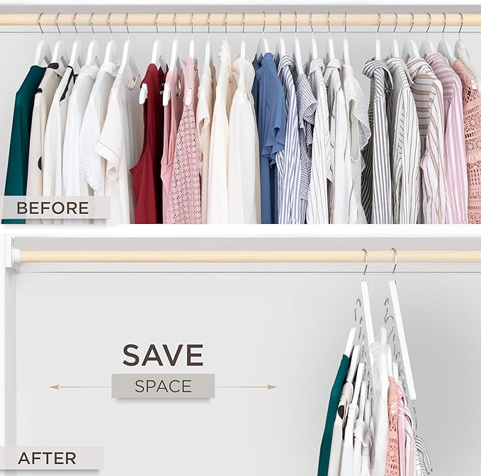 MORALVE Space Saving Hangers for Closet – 4 Pack European Beechwood 6-Tier Shirt Organizer with 360° Swivel Hook – Collapsible Clothes Hanger for Closet Organization (Hangers Not Included) - Image 3