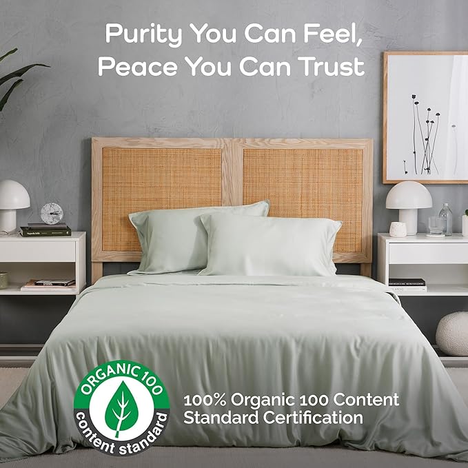Viscose Bamboo Sheets King Size 4PC Set - Cooling Sheets for Hot Sleepers with Moisture Wicking Technology - Silky Soft 18 Inch Deep Pocket - Sage 76"x 80"