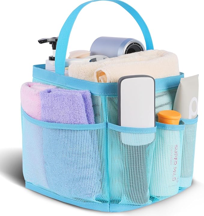 EUDELE Mesh Shower Caddy Portable, 8-Pocket Large Capacity, Quick Dry, Easy Clean, Ideal for Beach, Swimming, Gym, Travel by EUDELE
