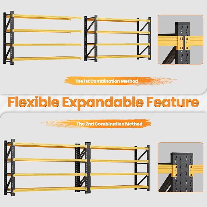 60" Wide Garage Shelving Heavy Duty, 24" Deep Large Metal Storage Shelves, 4 Tier Tall Steel Industrial Shelving, 5000 LBS Adjustable Standing Shelf for Warehouse/Shop 60" W x 24" D x 70" H - Image 5