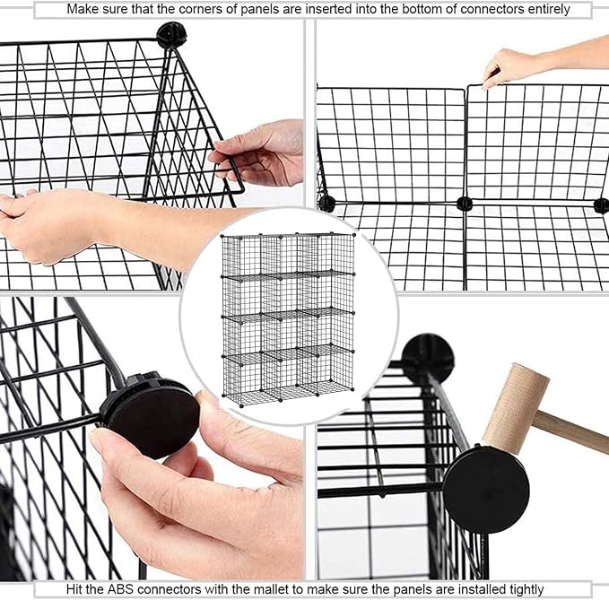 C&AHOME Wire Cube Storage, 12-Cube Storage Organizer Metal, C Grids Storage Bins Shelving, Modular Bookshelf Shelf, Closet Cabinet Ideal for Bedroom, Office 36.6”L x 12.4”W 48.4”H Black - Image 7