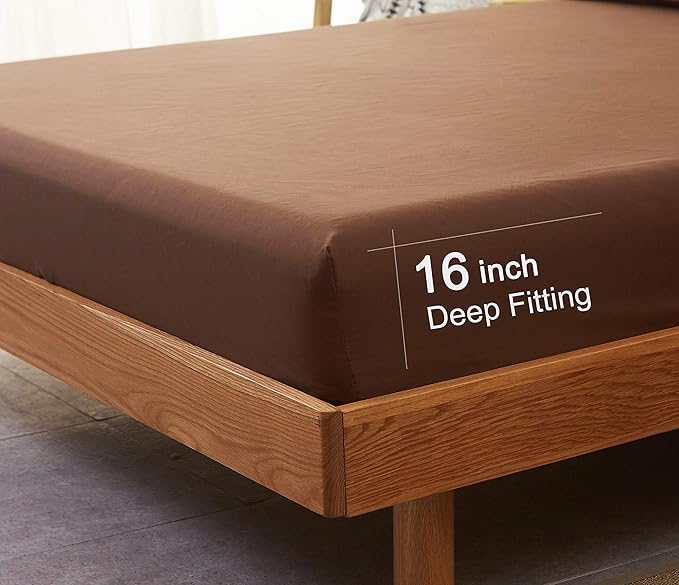 SONORO KATE Bed Sheet Set Super Soft Microfiber 1800 Thread Count Luxury Egyptian Sheets 18-Inch Deep Pocket Wrinkle and Hypoallergenic-3 Piece(Twin Brown)