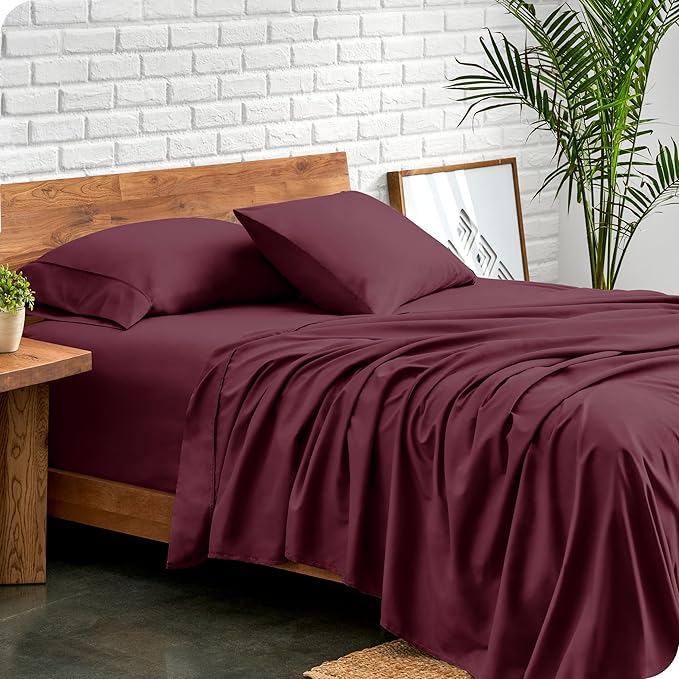 Bare Home King Sheet Set - 1800 Ultra-Soft Microfiber King Bed Sheets - Double Brushed - Deep Pockets - Easy Fit - 4 Piece Set - Bedding Sheets & Pillowcases (King, Burgundy)