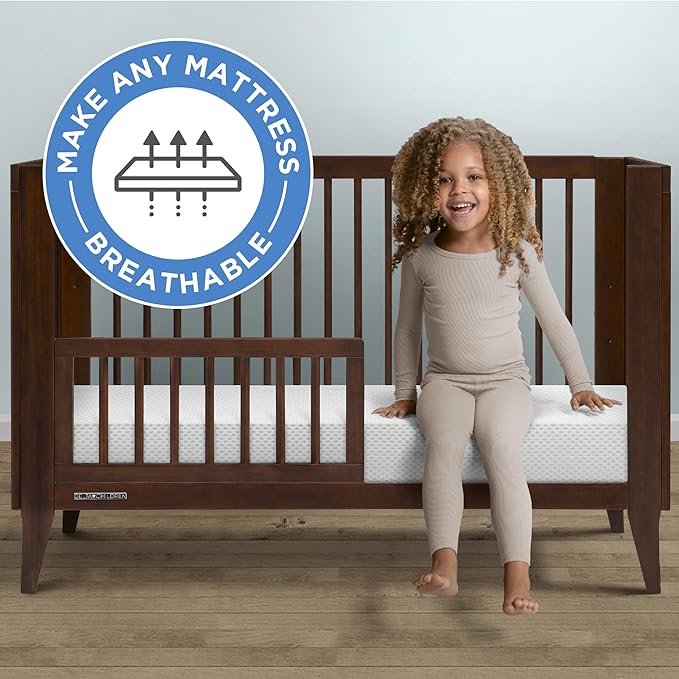 Delta Children Breathable Crib Mattress Pad Cover - 100% Breathable Mattress Pad Cover for Cribs - Elastic Edges for Secure, Universal Fit - Machine Washable - 1 Pack, White