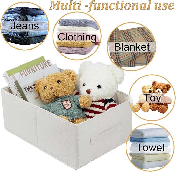 Fabric Storage Bins, 3 Pack Foldable Storage Baskets for Shelves, Decorative Linen Closet Organizers and Storage, Storage Box Container for Organizing Clothes Toy Pantry Wardrobe Closet - Image 5