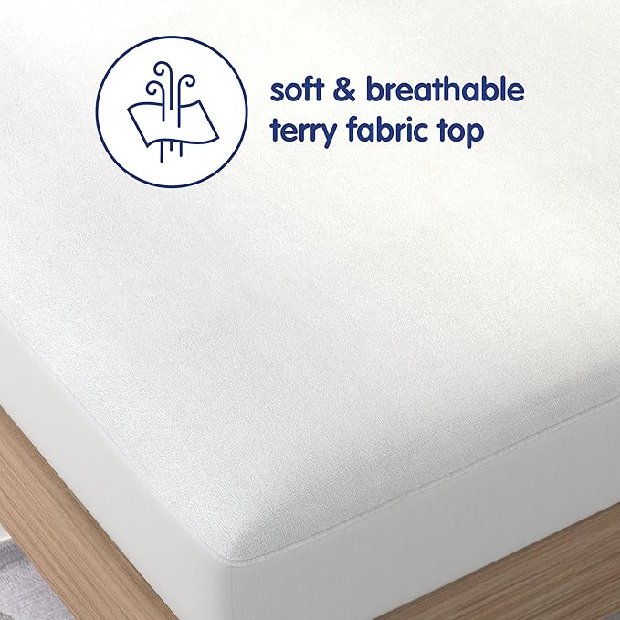 Vibe Premium Fitted Washable Terry Cloth Waterproof Mattress Protector, King