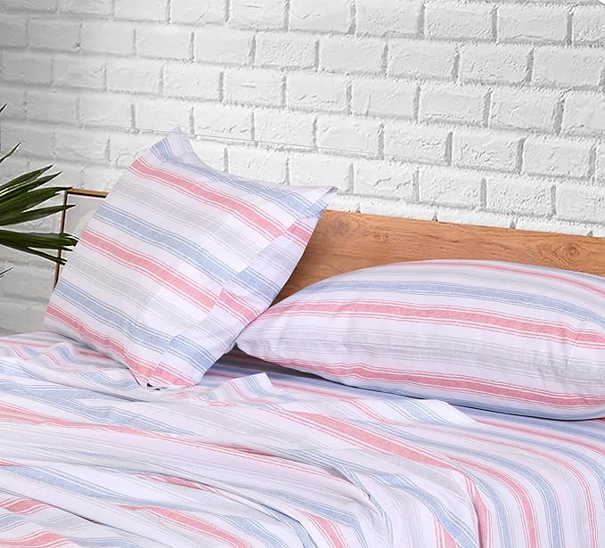 RUVANTI 100% Cotton Sheets – King Size Percale Bedding, Cooling & Breathable Floral Design, Durable with a Crisp, Soft & Comfortable Feel, 16" Deep Pocket, 4-Piece Set, Times