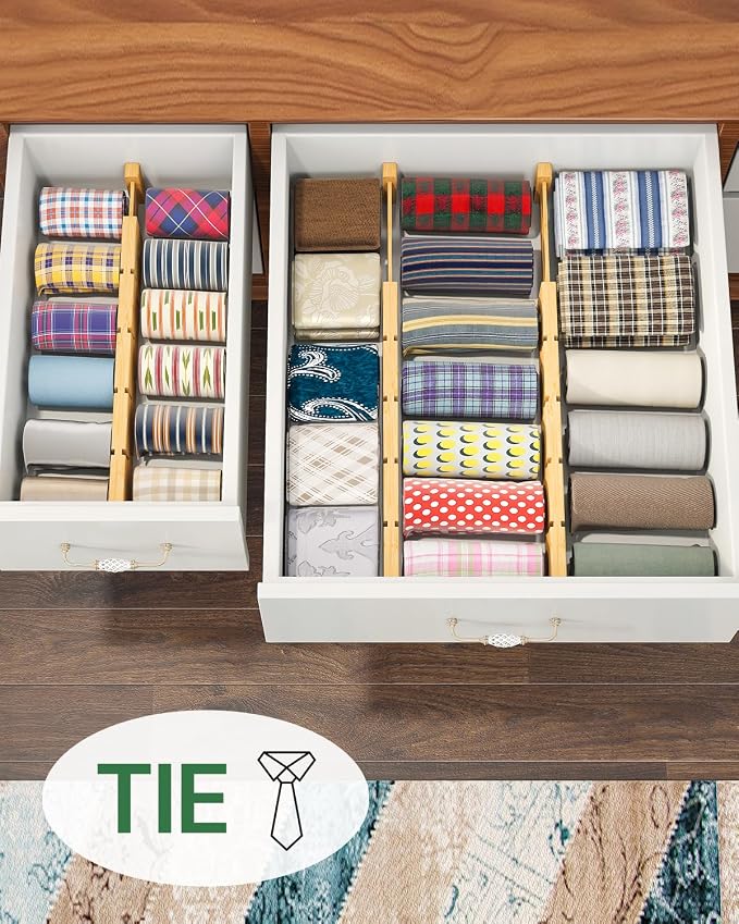 kiplant Kitchen Drawer Dividers - Adjustable Drawer Organizer for Clothes, Kitchen, Closet & Office - 8 Pack with Inserts, 13.8-18.8 Inches, Non-Slip Silicone Ends - Image 6