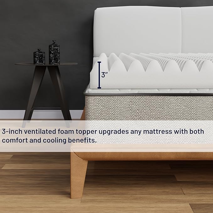 Zayton, 3-Inch Convoluted High Density Foam Mattress Topper, CertiPUR-US Certified for Superior Comfort and Support, King, Green