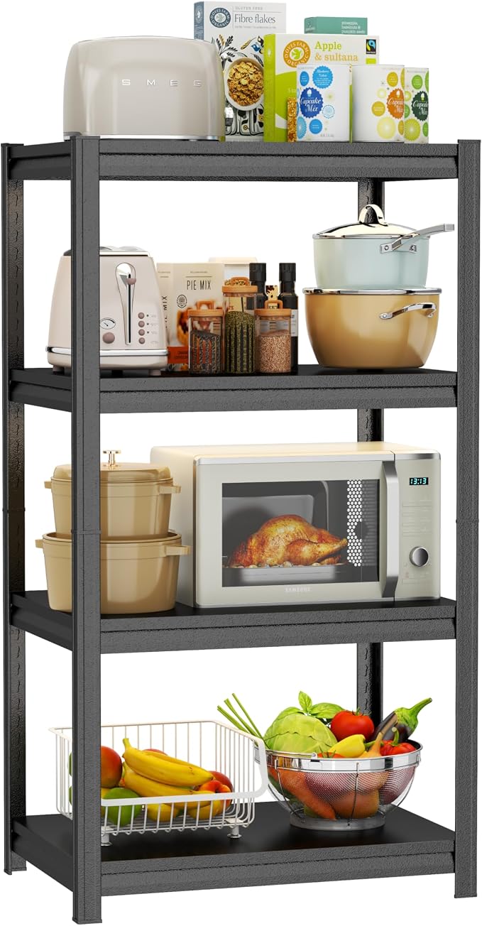 Storage Shelves, Garage Metal Shelving Unit, Adjustable, Double-Layer Column with Reinforced Ribs, Heavy-Duty, Capable of Bearing 2400 lbs, Suitable for Garage, Warehouse, Kitchen Storage by Beaunatixx