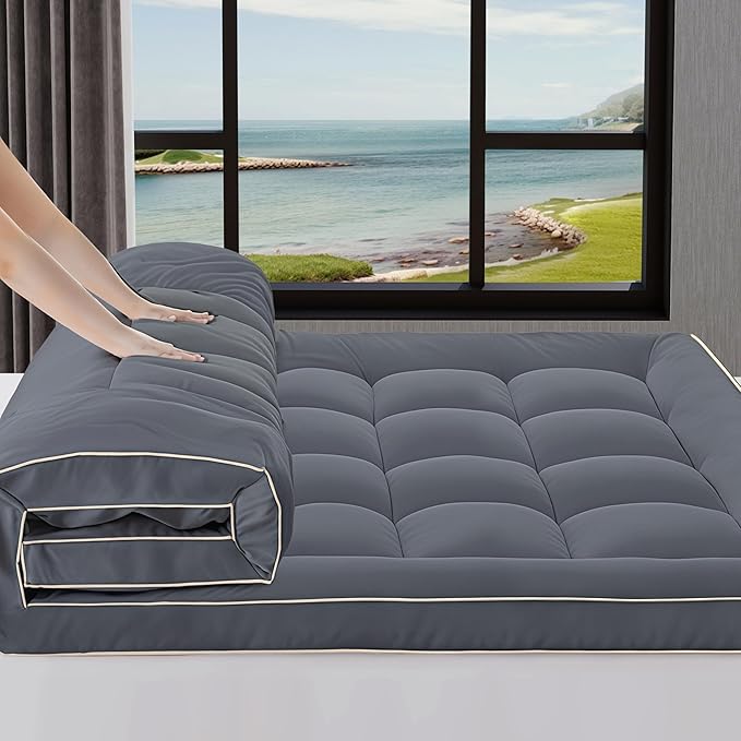 3 Inch Mattress Topper King Size Breathable Filled Soft Fluffy Supportive for Back Pain Relief, Bed Mattress Pad Pillow Topper with Extra Thick Padded Protector for 8"-21" Deep Pocket