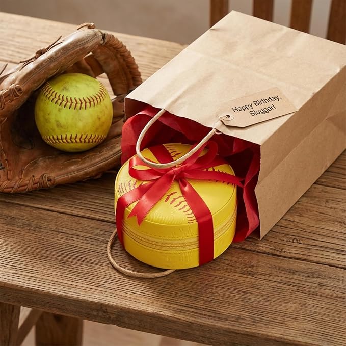 6 Pack Portable Softball Travel Jewelry Case Softball Stuff Round Jewelry Organizer Storage Case for Team Athletes & Sports Enthusiasts Christmas Events & Milestones - Image 5