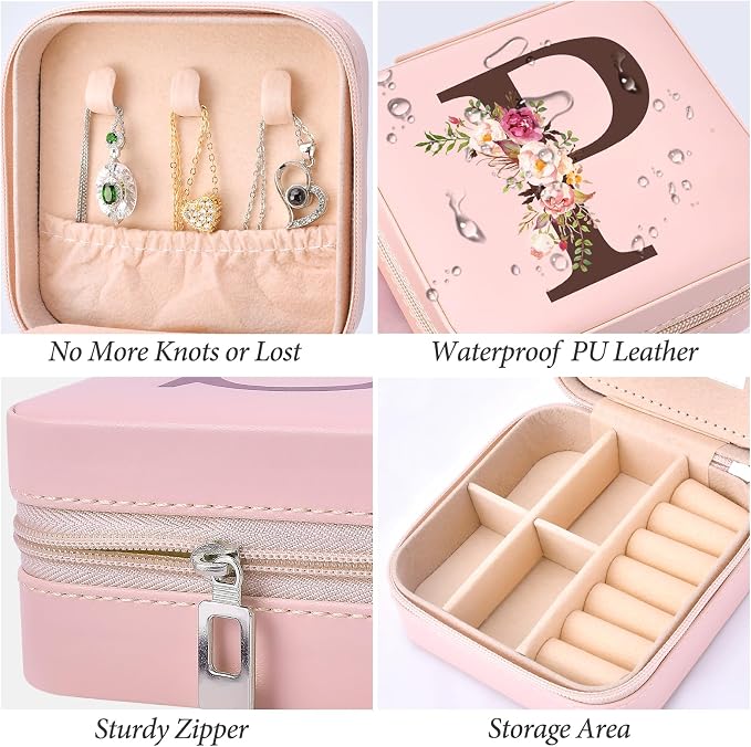 Travel Jewelry Case for Women, Travel Jewelry Box Organizer Personalized Pink Gifts for Girls Wife Mom, Gift for Friend Sister Grandma Aunt - Image 3