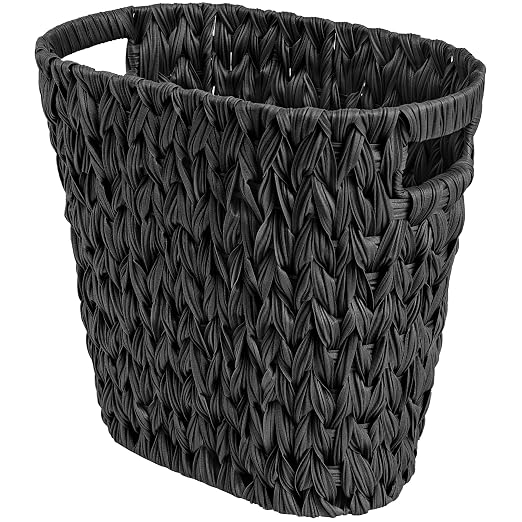 GRANNY SAYS Wicker Waste Basket, Waterproof Bathroom Trash Can, Decorative Boho Waste Baskets with Handles, Waste Basket for Bedroom, Office, 19 Liters/5 Gallons by GRANNYSAYS