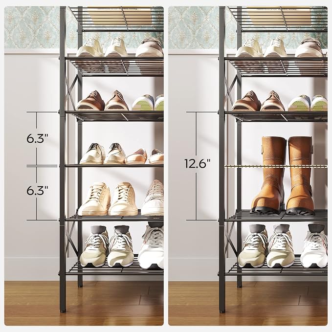 YATINEY 8 Tier Shoe Rack, Shoe Storage Organizer, Large Capacity Shoe Shelf Holds 32 Pairs of Shoes, Sturdy and Stable, for Entryway, Hallway, Closet, Dorm Room, Rustic Brown SS08BR - Image 5