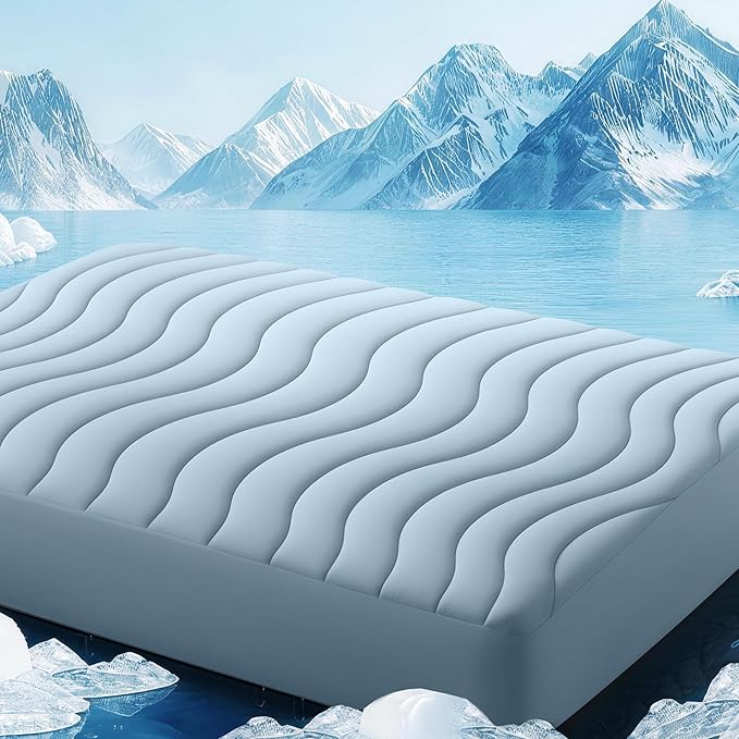 EASELAND Cooling Mattress Pad Queen Size for Hot Sleepers Pillow Top Mattress Cover Quilted Fitted Mattress Protector Breathable Mattress Topper with 8-21" Deep Pocket(60x80 Inches,Dusty Blue)