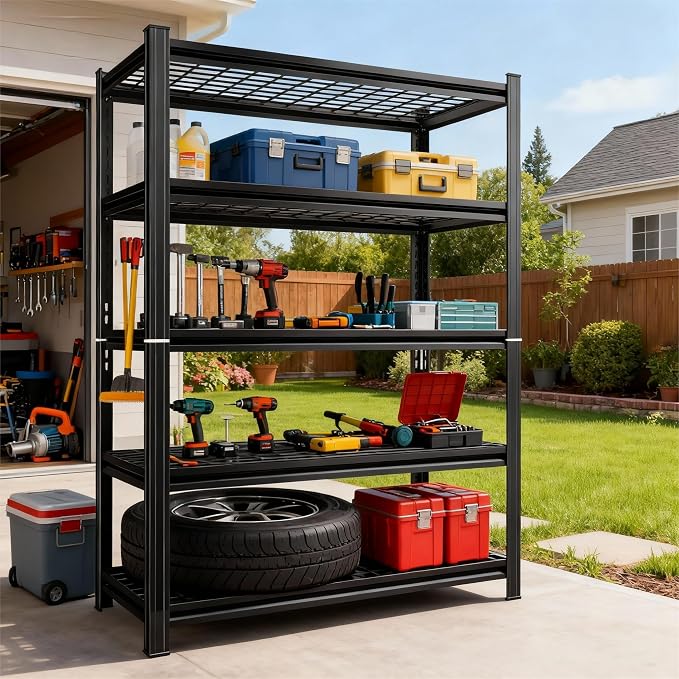 48''W Wire Garage Metal Shelving, 3020 Lbs Heavy-Duty Garage Storage Shelves, 5-Tier Adjustable Reinforced Shelves for Laundry Rooms, Basements, Kitchens&Outdoor (48''W*24''D*72''H) - Image 2
