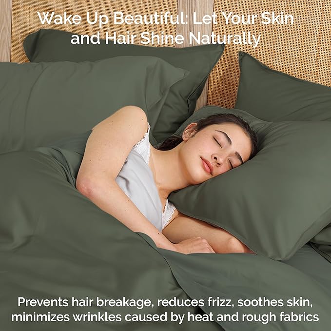 Viscose Bamboo Sheets - Cal King Sheet Set 4PC - Cooling Sheets for Hot Sleepers with Moisture Wicking Technology - Silky Soft 18 Inch Deep Pocket - Moss 72"x84"
