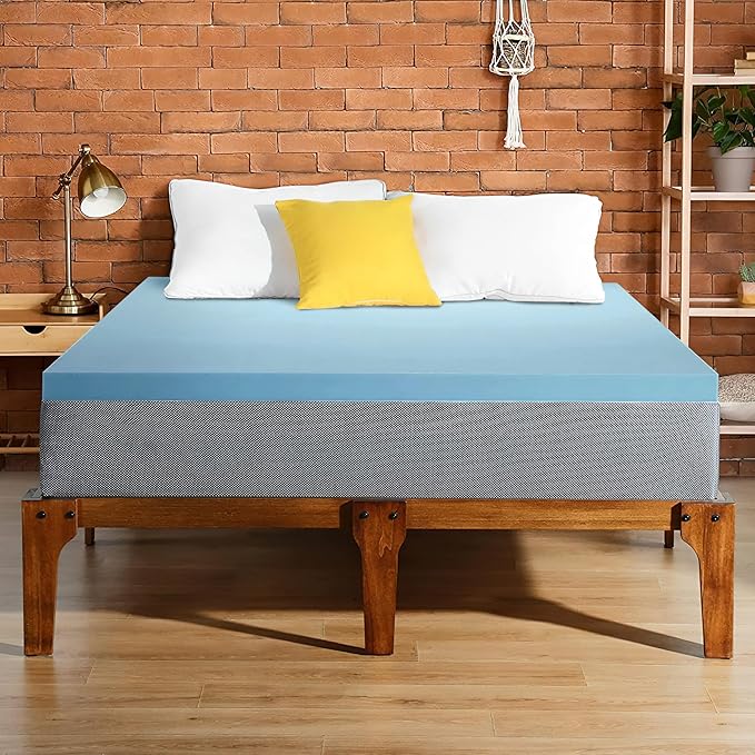 Greaton, 2-Inch Gel Memory Foam Mattress Topper, CertiPUR-US Certified for Superior Comfort and Support, Full, Blue